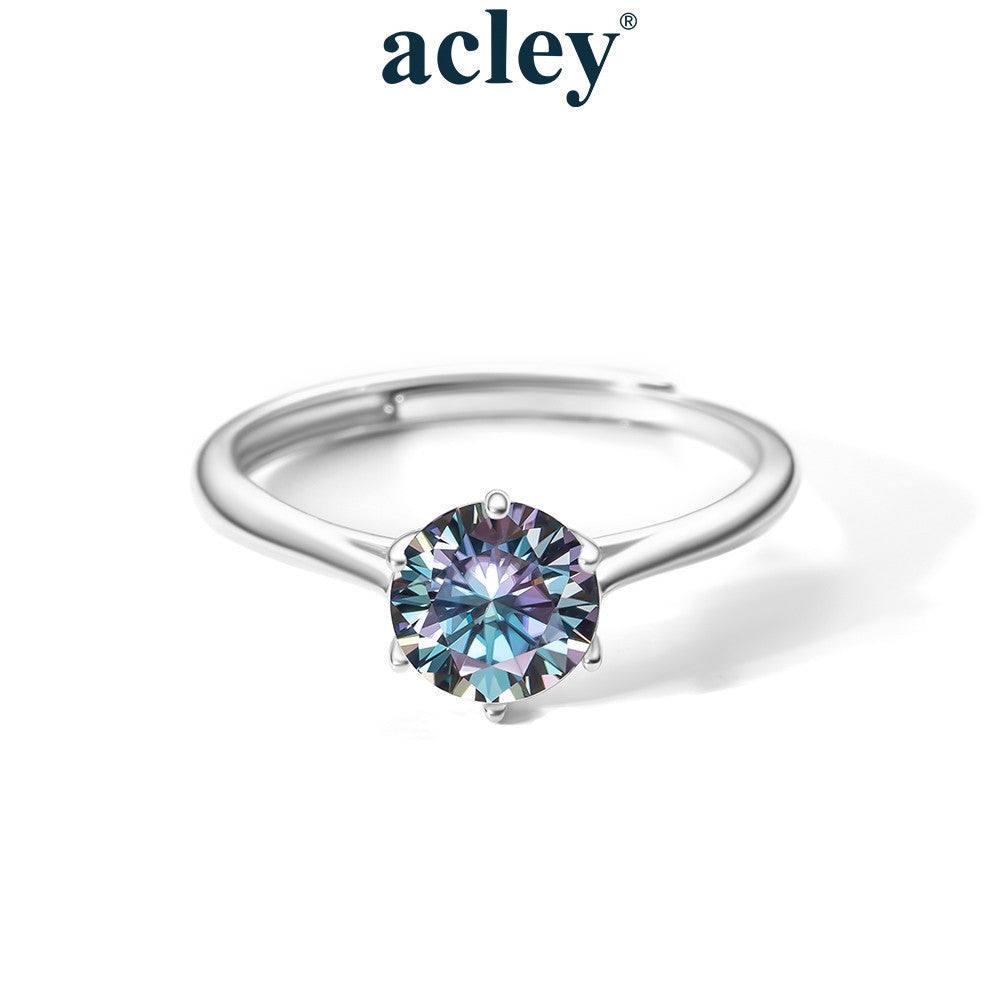 Nhẫn bạc S925 đính đá Moissanite dáng solitaire