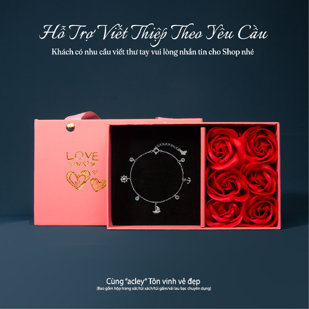 Lắc tay bạc S925 charm trụ đỏ đen